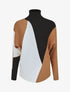 Pull color bloc à col coulé - Camel - 4
