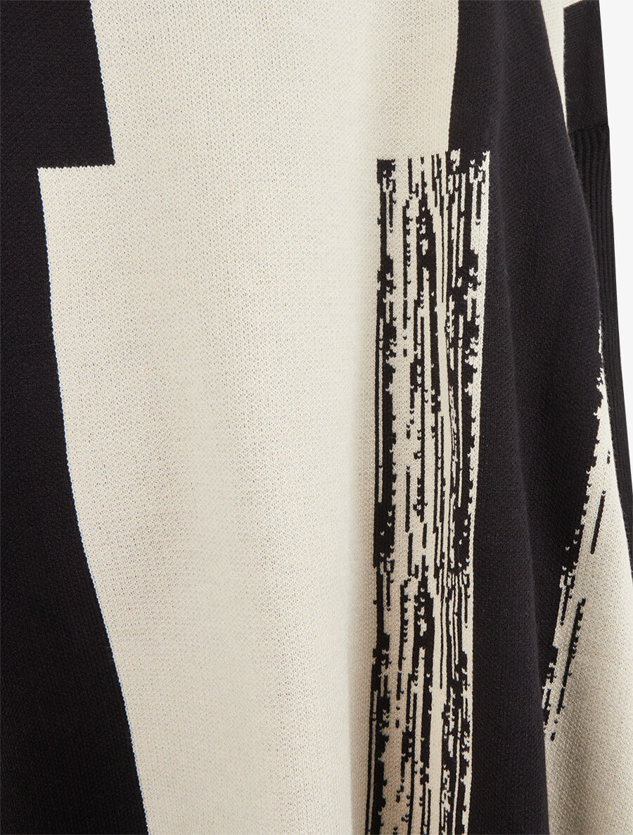 Pull ample à col roulé et imprimé graphique - Noir - 3