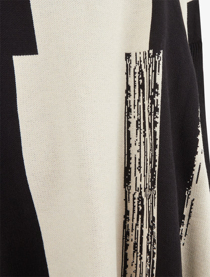 Pull ample à col roulé et imprimé graphique - Noir - 3