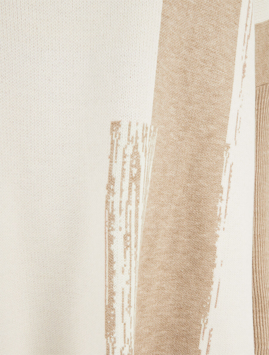 Pull ample à col roulé et imprimé graphique - Taupe - 3