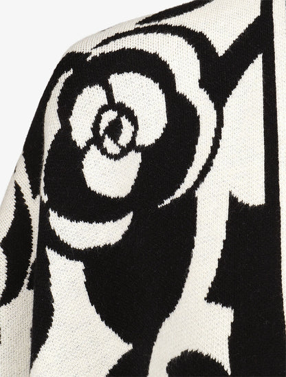 Poncho à imprimé floral - Noir - 3