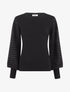 Pull à manches longues à motif zigzag irisé - Noir - 1
