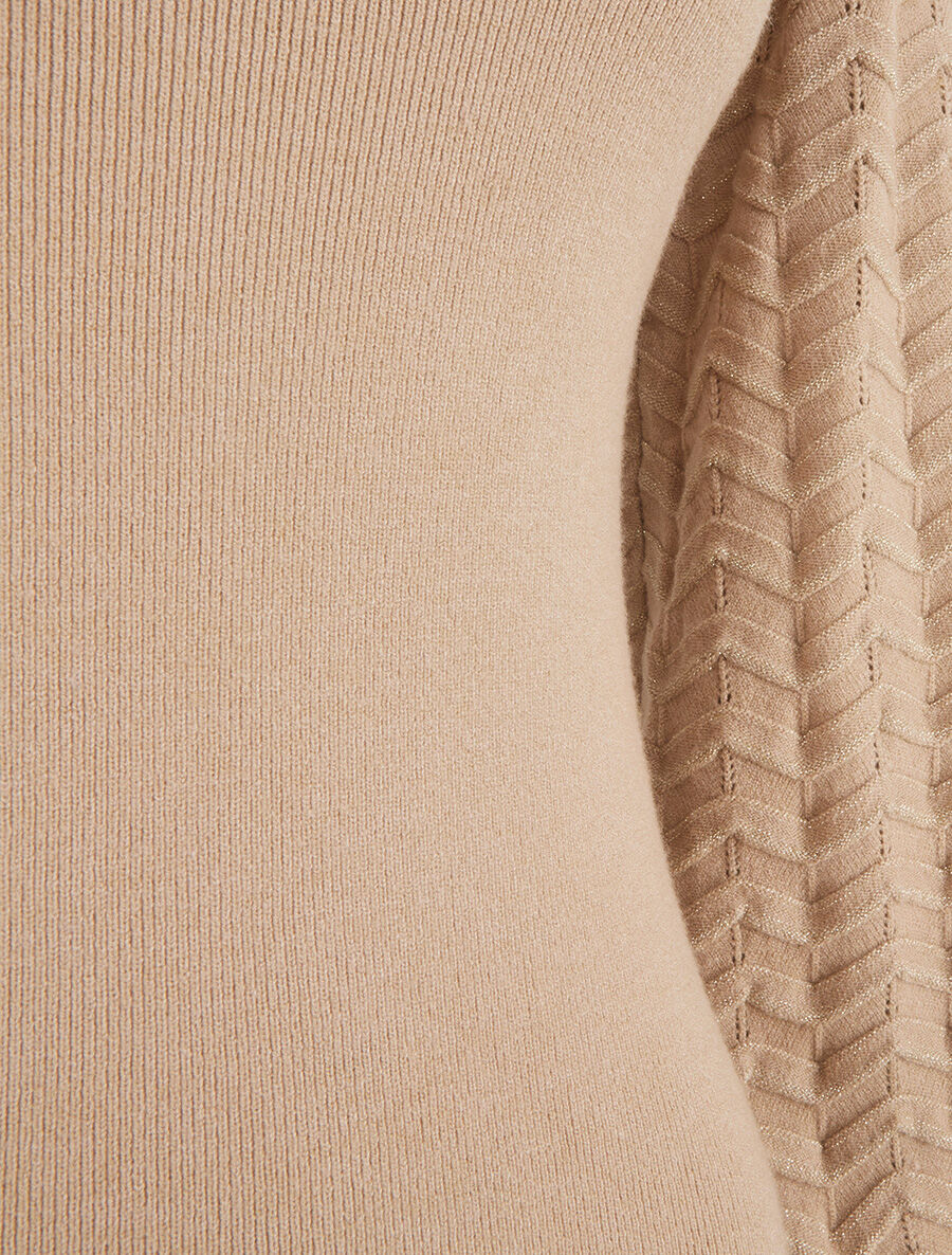 Pull à manches longues à motif zigzag irisé - Camel - 3
