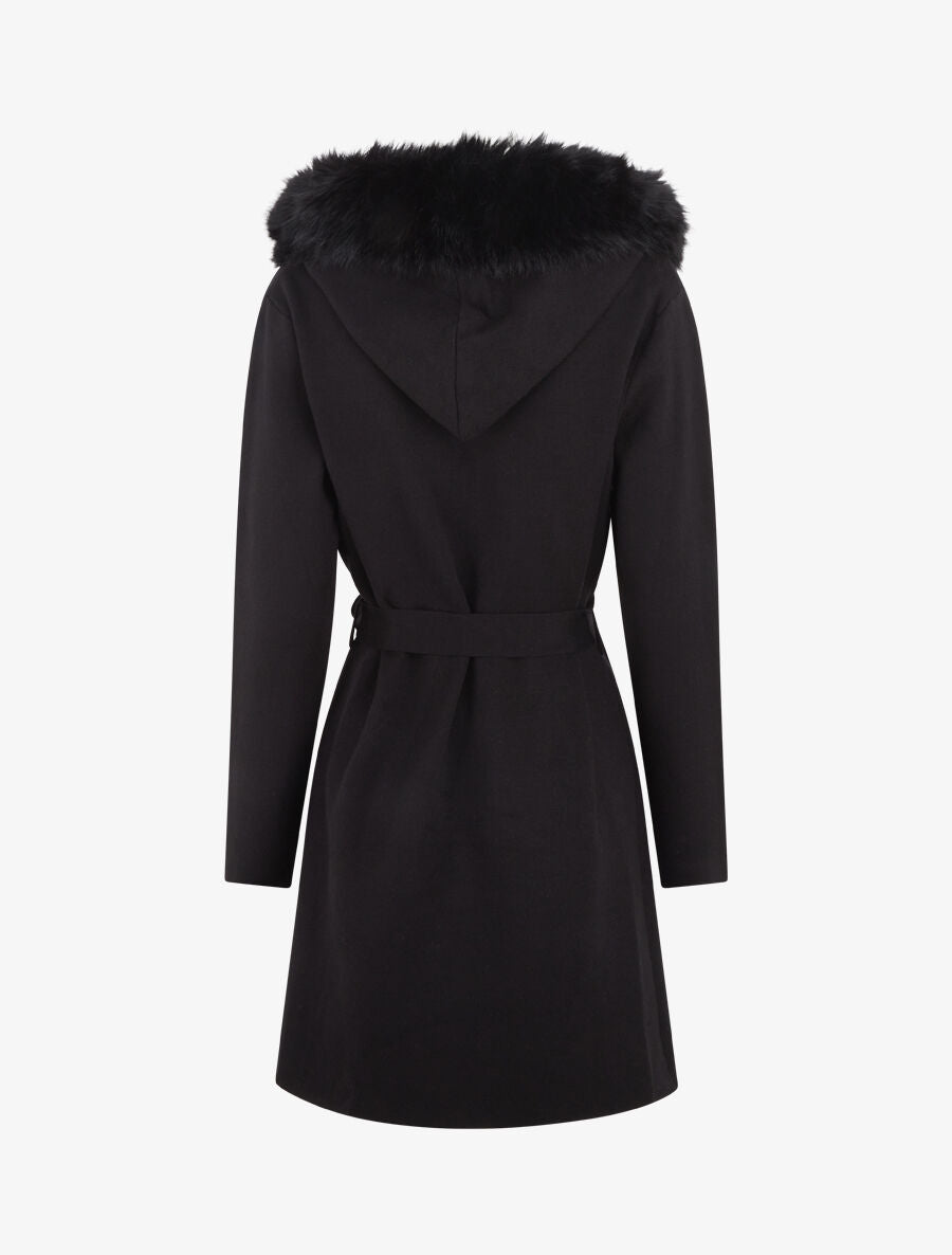 Gilet long uni à capuche - Noir - 2