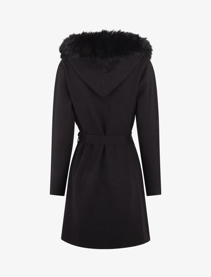 Gilet long uni à capuche - Noir - 2