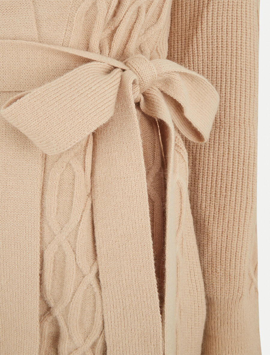 Gilet ample à col en fourrure - Beige - 3