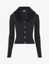 Gilet côtelé ajusté col en fourrure - Noir - 5