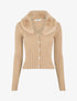 Gilet côtelé ajusté col en fourrure - Taupe - 1
