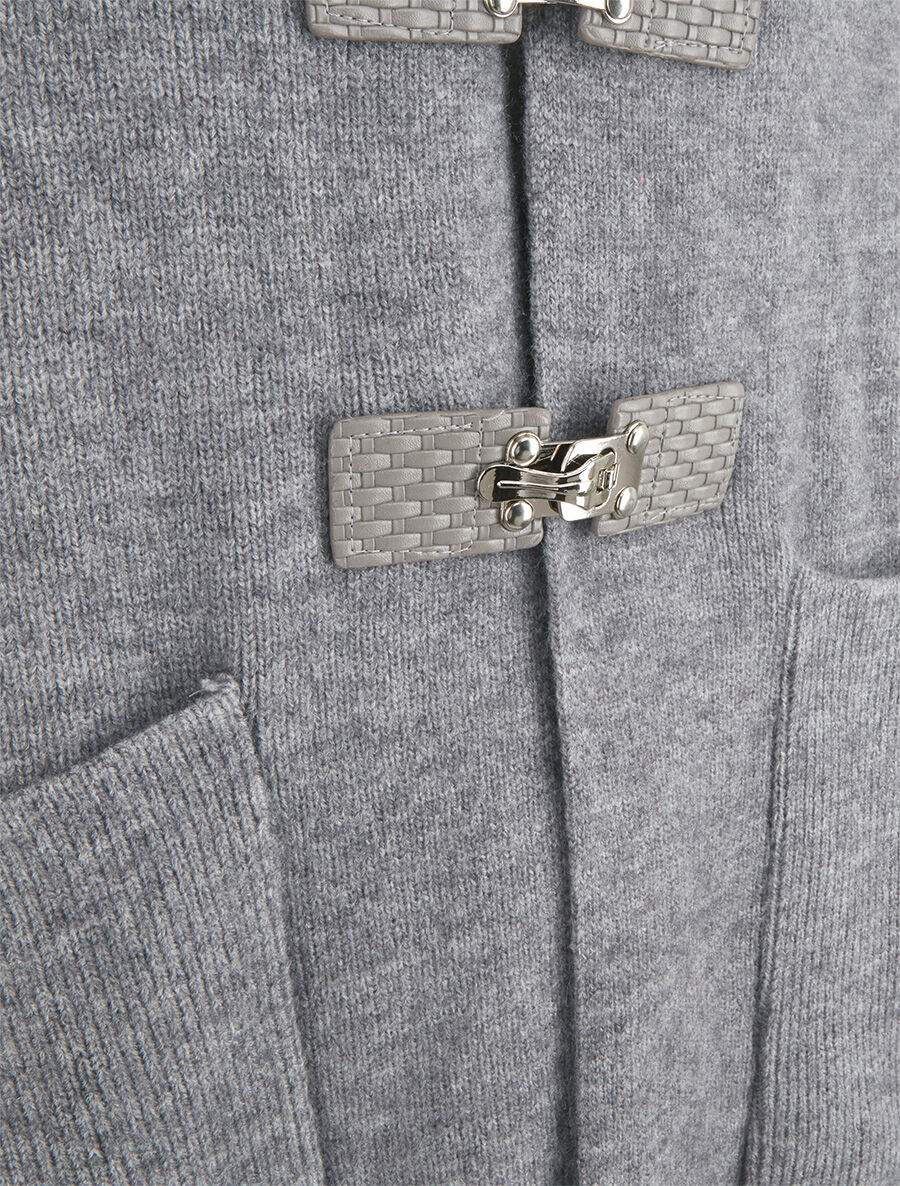 Gilet long uni à boutons à bascule - Gris - 3