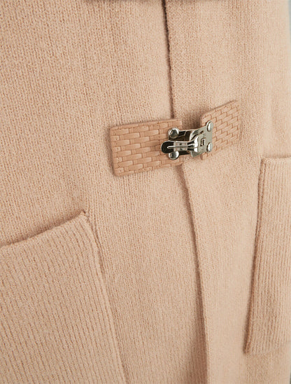 Gilet long uni à boutons à bascule - Taupe - 3