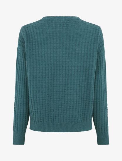 Pull uni à bords côtelés - Bleu canard - 2