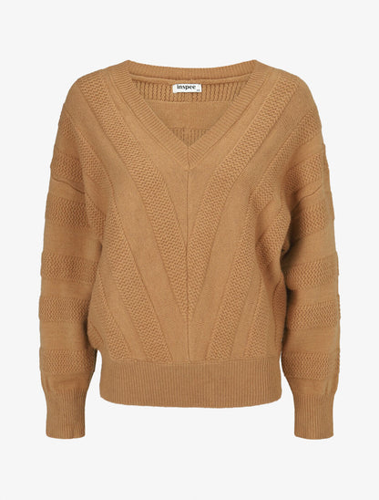 Pull uni à boutons décoratifs au dos - Camel - 5