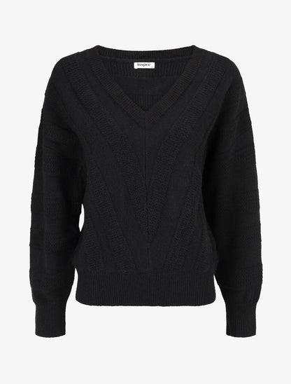 Pull uni à boutons décoratifs au dos - Noir - 1