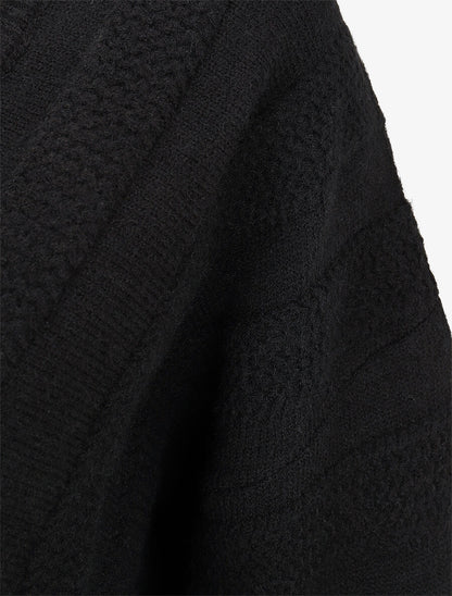 Pull uni à boutons décoratifs au dos - Noir - 3