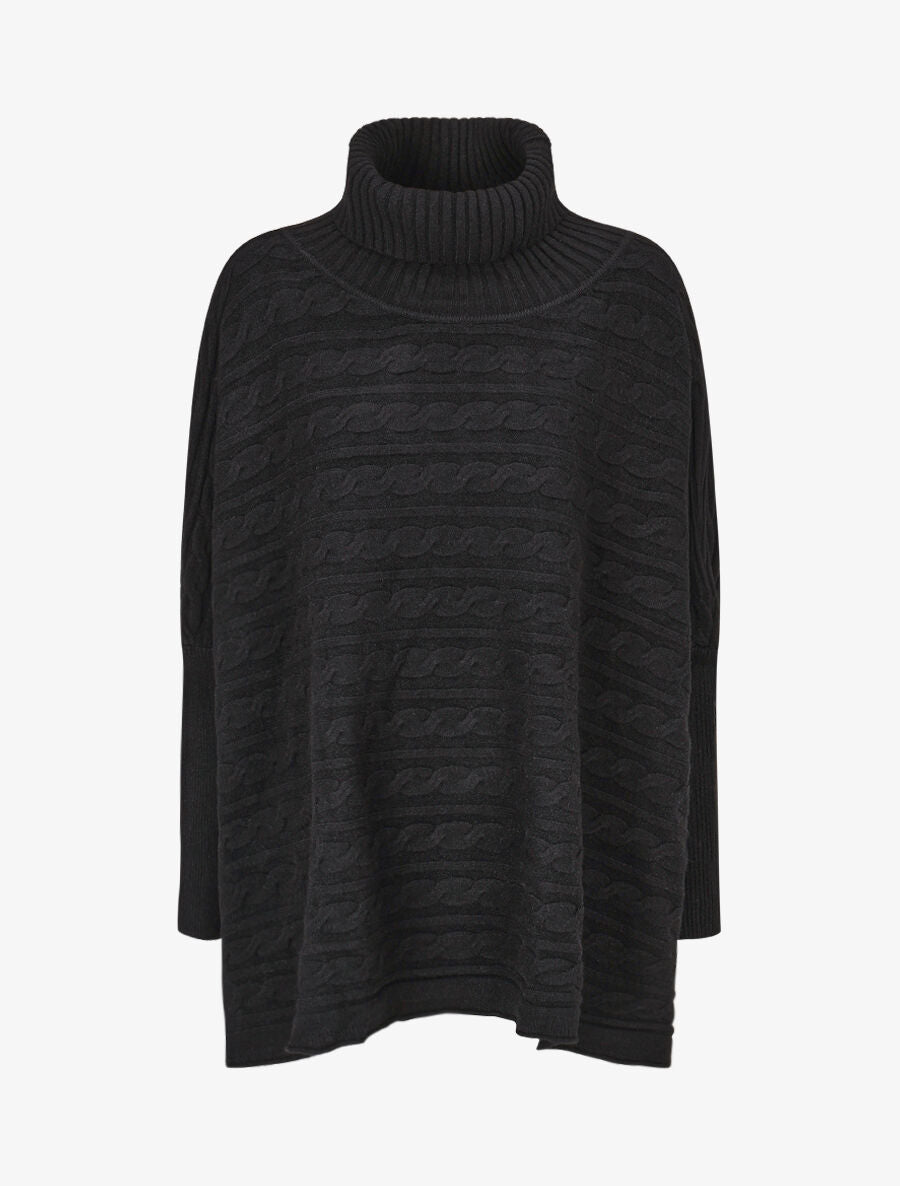 Pull oversize à col roulé - Noir - 1