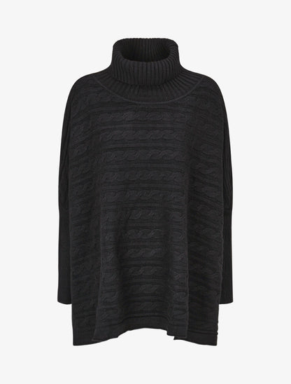 Pull oversize à col roulé - Noir - 1