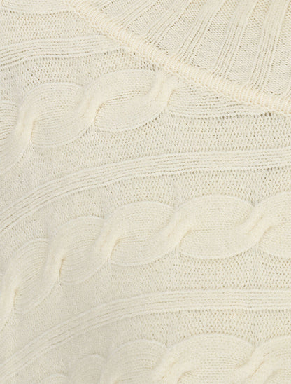 Pull oversize à col roulé - Crème - 3