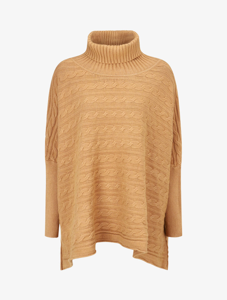 Pull oversize à col roulé - Camel - 1
