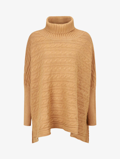 Pull oversize à col roulé - Camel - 1