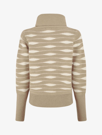 Pull droit col roulé en jacquard graphique - Taupe - 2