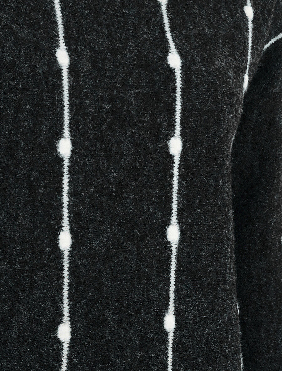 Pull droit à rayures fantaisies - Noir - 3