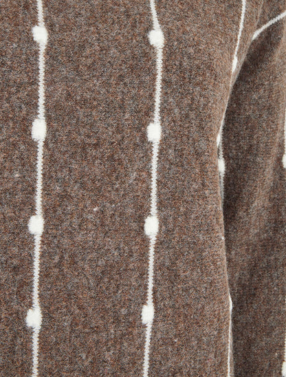 Pull droit à rayures fantaisies - Marron - 3