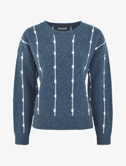 Pull droit à rayures fantaisies - Bleu - 1