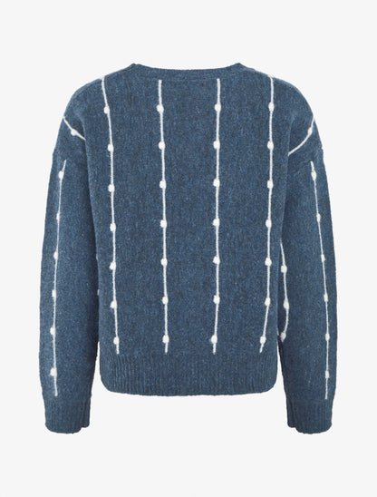Pull droit à rayures fantaisies - Bleu - 2