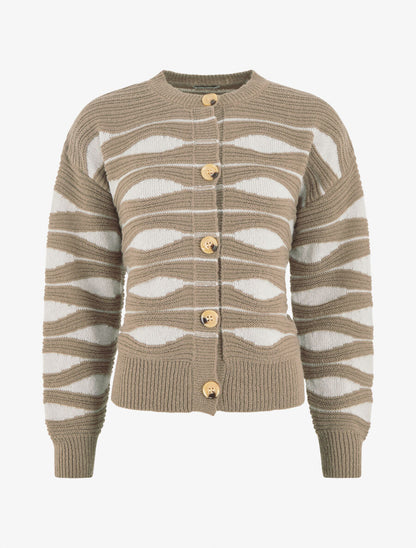 Gilet en maille motif zigzag - Taupe/beige - 4