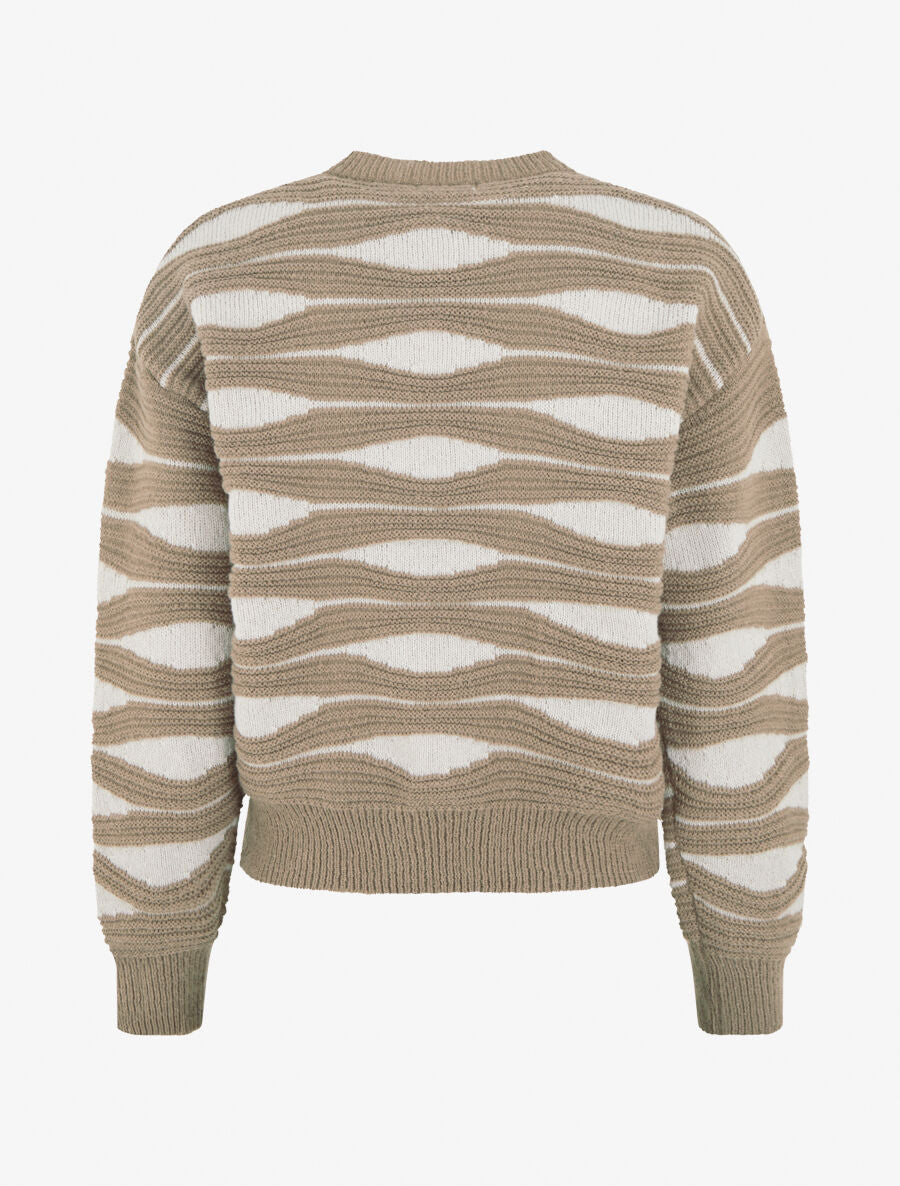 Gilet en maille motif zigzag - Taupe/beige - 2