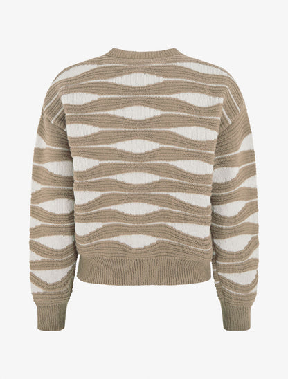 Gilet en maille motif zigzag - Taupe/beige - 2