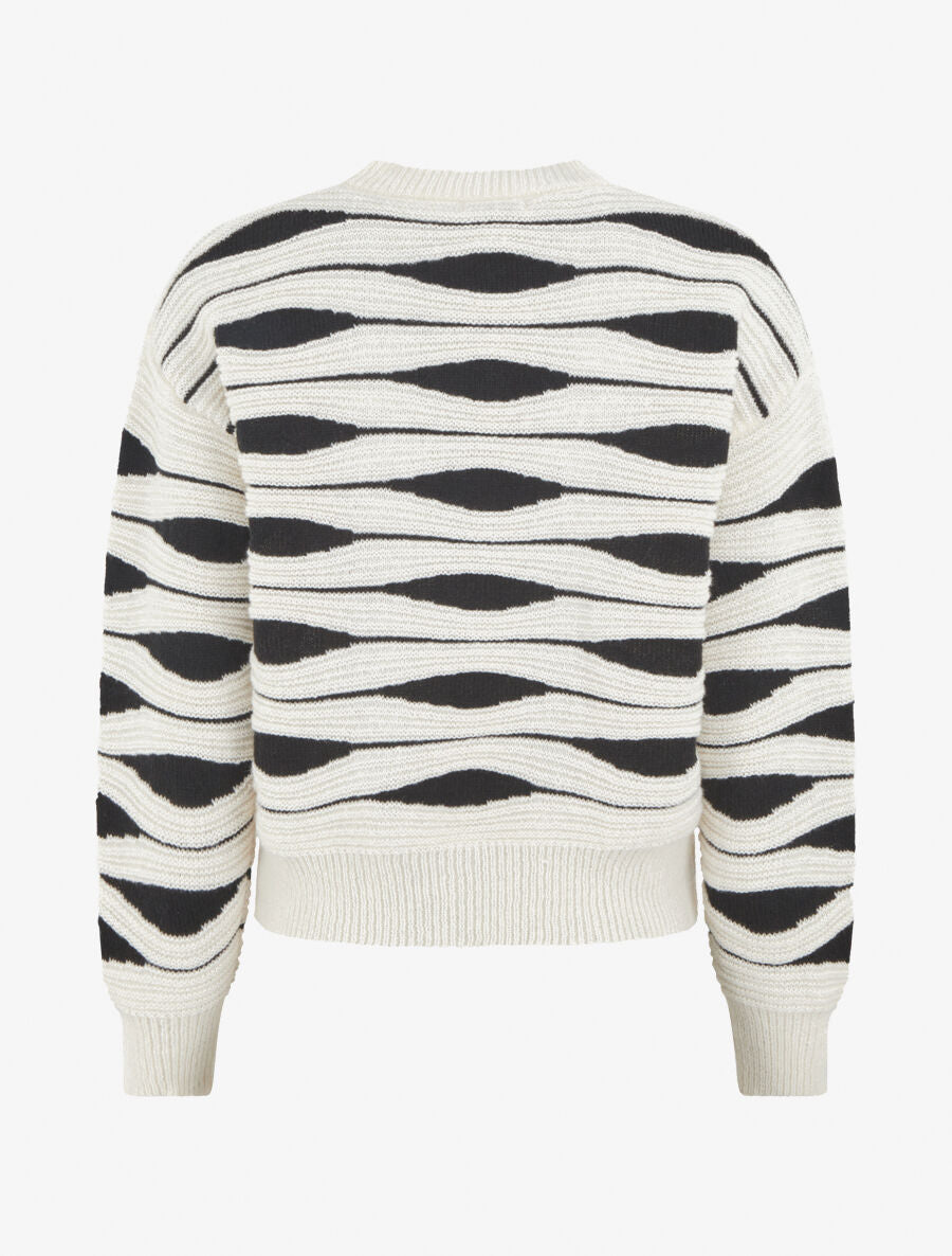 Gilet en maille motif zigzag - Noir/blanc - 2