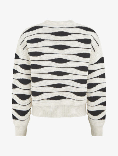 Gilet en maille motif zigzag - Noir/blanc - 2