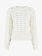 Pull uni coupe droite maille fantaisie - Blanc - 1