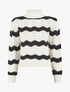 Pull droit col montant motif zigzag - Noir/blanc - 1