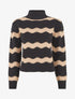 Pull droit col montant motif zigzag - Noir/beige - 4