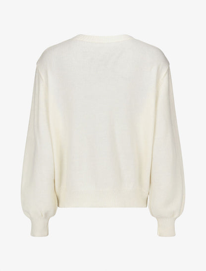 Pull brodé uni - Crème - 2