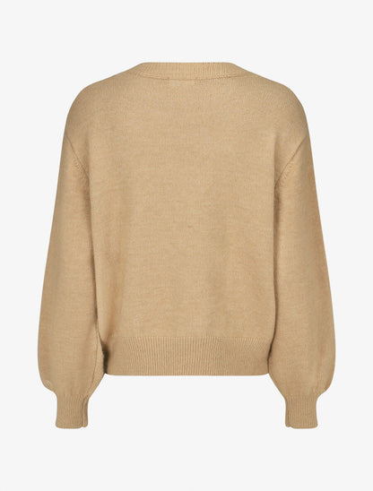 Pull brodé uni - Beige - 2