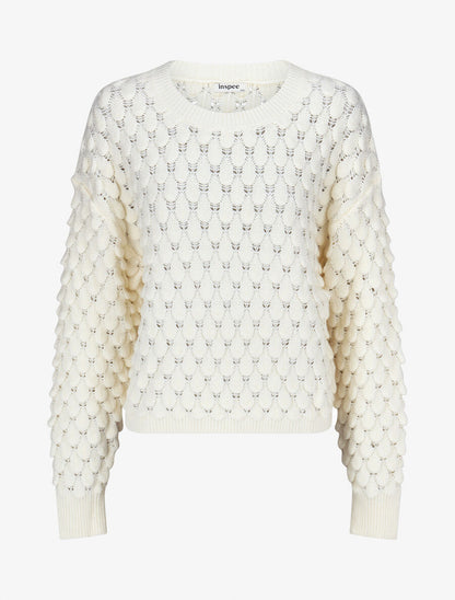 Pull en maille uni texturé - Crème - 4