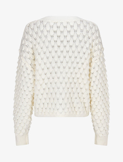 Pull en maille uni texturé - Crème - 2