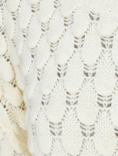 Pull en maille uni texturé - Crème - 3