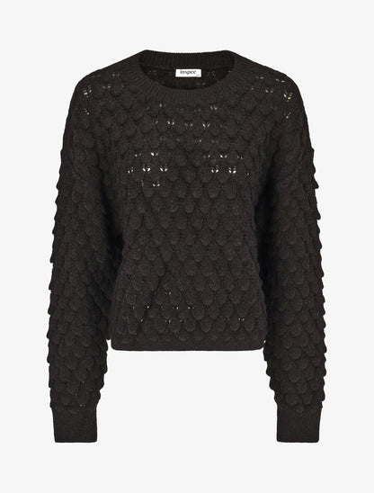 Pull en maille uni texturé - Noir - 4