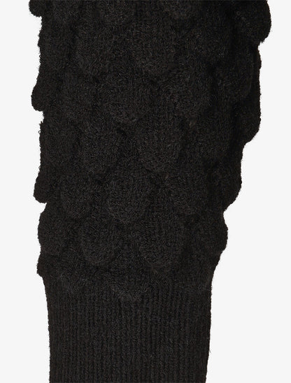 Pull en maille uni texturé - Noir - 3