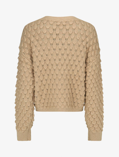 Pull en maille uni texturé - Beige - 2