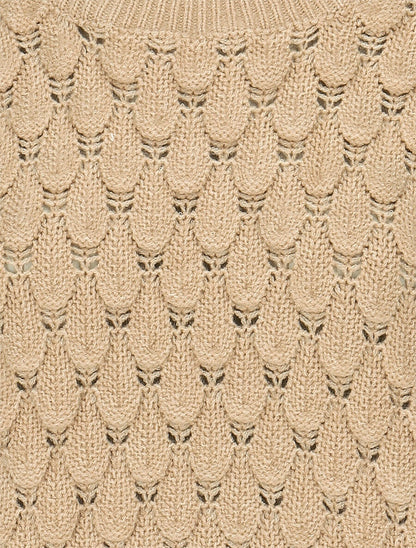 Pull en maille uni texturé - Beige - 3