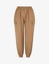 Pantalon fluide uni à bords élastiqués - Camel - 1