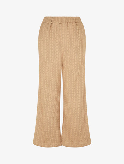 Pantalon fluide uni texturé - Taupe - 1