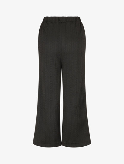Pantalon fluide uni texturé - Noir - 2