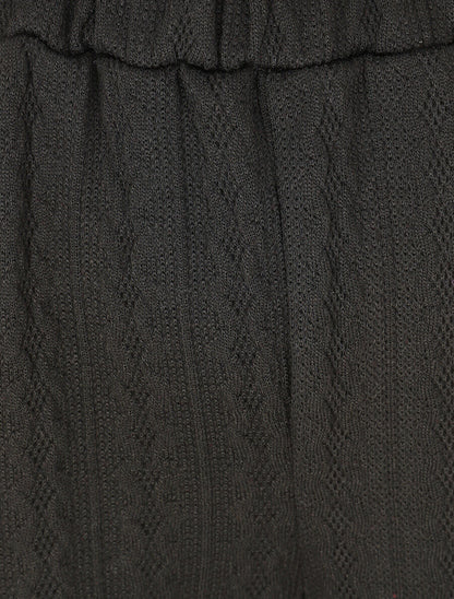 Pantalon fluide uni texturé - Noir - 3