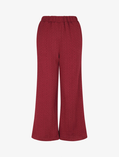 Pantalon fluide uni texturé - Bordeaux - 4